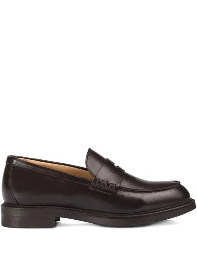 Doucal's Penny-slot Leather Loafers In Brown