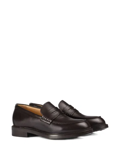 Doucal's Penny-slot Leather Loafers In Brown