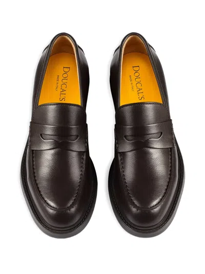 Doucal's Penny-slot Leather Loafers In Brown