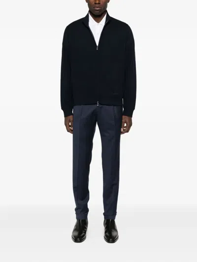 Corneliani Zip-front Knitted Cardigan In Black