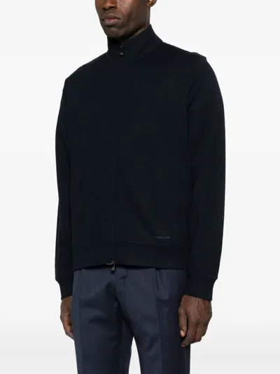 Corneliani Zip-front Knitted Cardigan In Black