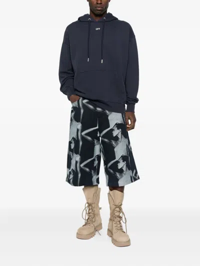 Off-white Hooded Sweatshirt Featuring Graphic Print In Black