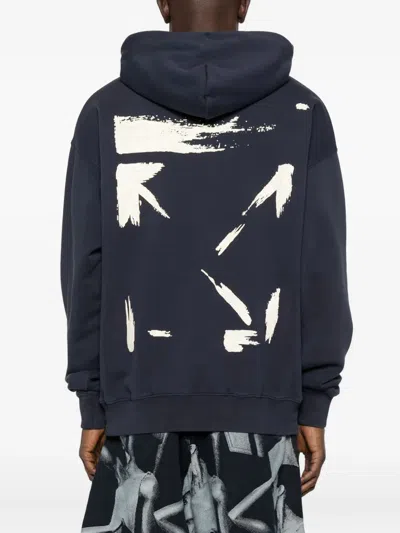 Off-white Hooded Sweatshirt Featuring Graphic Print In Black