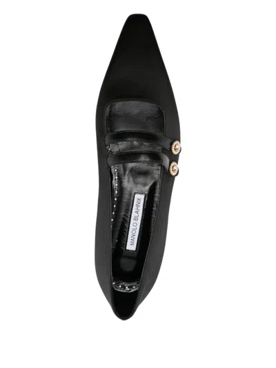 Manolo Blahnik Polmana Pointed-toe Ballet Flats In Black