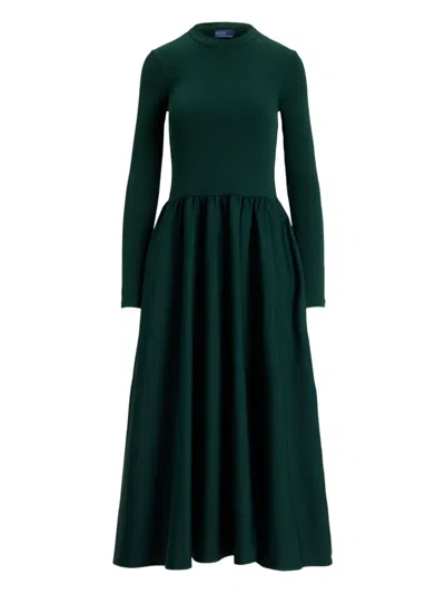 Polo Ralph Lauren Cotton Long-sleeve Dress In Green