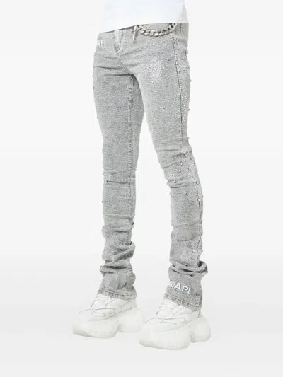 Guapi Crystal-cross Jeans In Gray