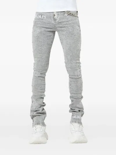 Guapi Crystal-cross Jeans In Gray