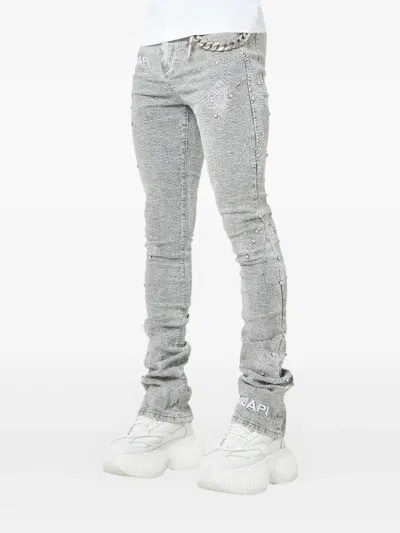 Guapi Crystal-cross Jeans In Gray