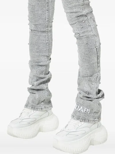 Guapi Crystal-cross Jeans In Gray