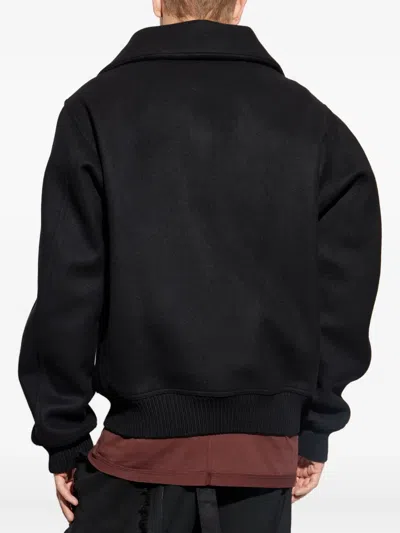 Rick Owens Structured Black Sports Jacket With Ribbed Details And Matte Finish In Black