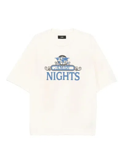 Amiri Night Graphic Print Crewneck T-shirt In White