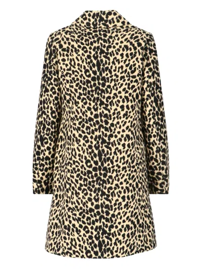 Aspesi Leopard Print Double-breasted Coat In Multi