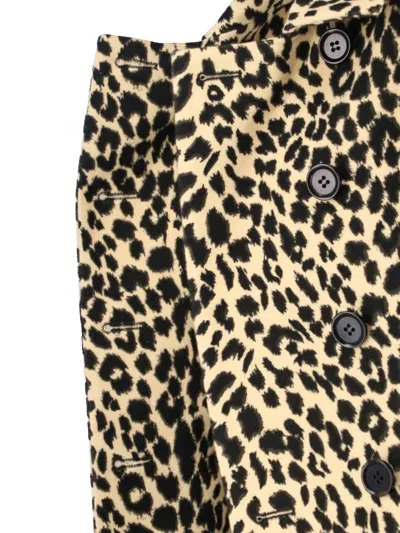 Aspesi Leopard Print Double-breasted Coat In Multi