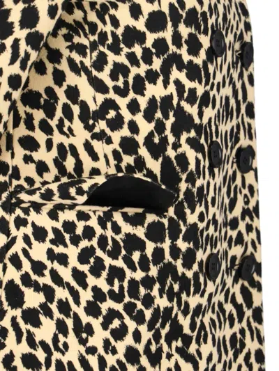 Aspesi Leopard Print Double-breasted Coat In Multi