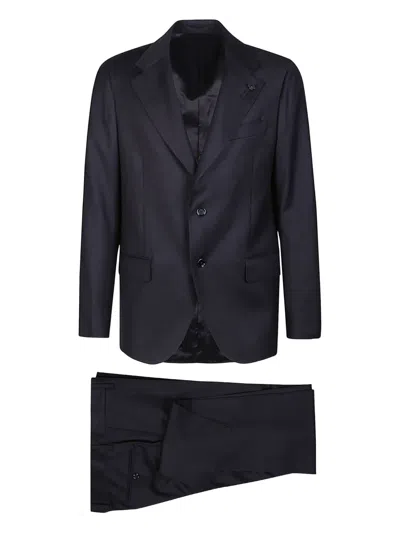 Lardini Two-button Wool Suit In Black