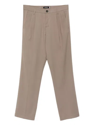 Imperial Pleated Cotton Trousers In Brown