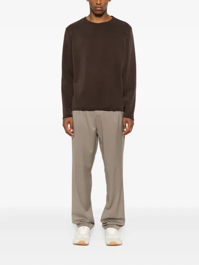 Imperial Pleated Cotton Trousers In Brown