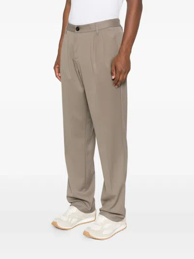 Imperial Pleated Cotton Trousers In Brown