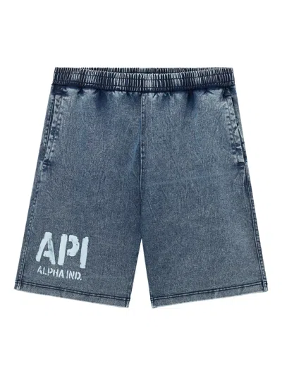Alpha Industries Denim Shorts In Blue