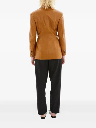 Marni Button-fastening Leather Jacket In Brown