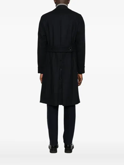 Lardini Double-breasted Wool And Cashmere Overcoat In Black