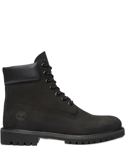 Timberland Brlack Water-proof Boots With Logo Plate In Black