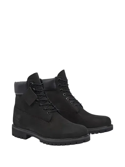 Timberland Brlack Water-proof Boots With Logo Plate In Black