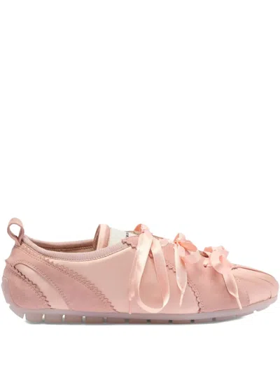 Simone Rocha Ballerina Grip Satin And Suede Sneakers In Pink