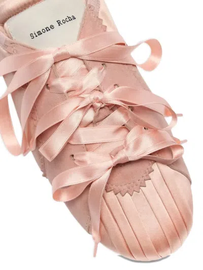 Simone Rocha Ballerina Grip Satin And Suede Sneakers In Pink