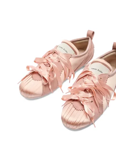 Simone Rocha Ballerina Grip Satin And Suede Sneakers In Pink