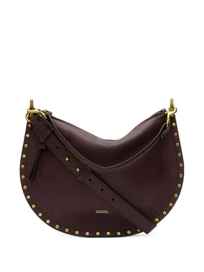 Isabel Marant Oskan Soft Zip Shoulder Bag In Bordeaux Leather In Red