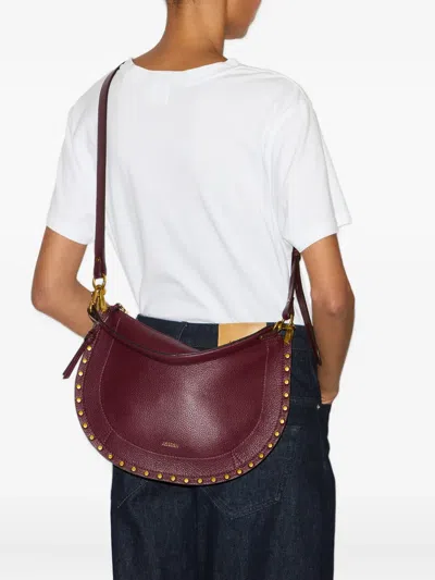 Isabel Marant Oskan Soft Zip Shoulder Bag In Bordeaux Leather In Red