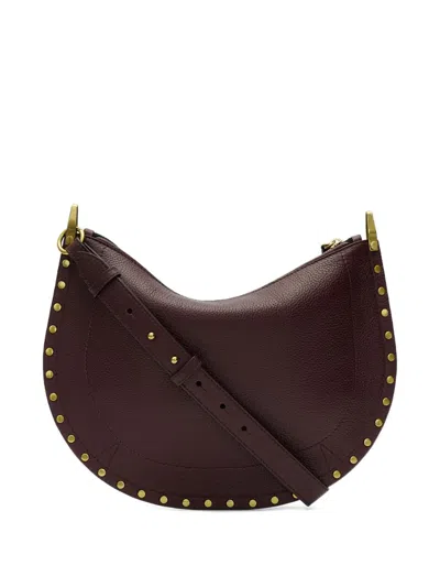 Isabel Marant Oskan Soft Zip Shoulder Bag In Bordeaux Leather In Red