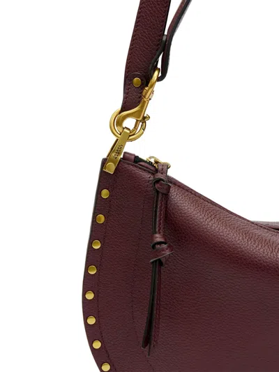 Isabel Marant Oskan Soft Zip Shoulder Bag In Bordeaux Leather In Red