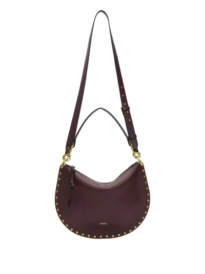 Isabel Marant Oskan Soft Zip Shoulder Bag In Bordeaux Leather In Red