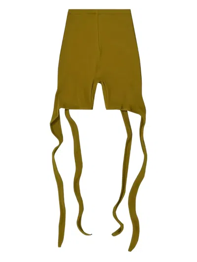 系带细节罗纹短裤