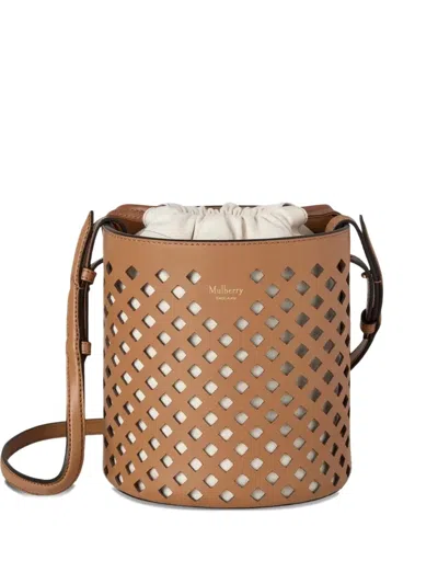 Mulberry Diamond Perforated Leather Bucket Bag In Brown