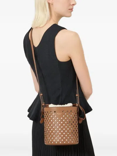 Mulberry Diamond Perforated Leather Bucket Bag In Brown