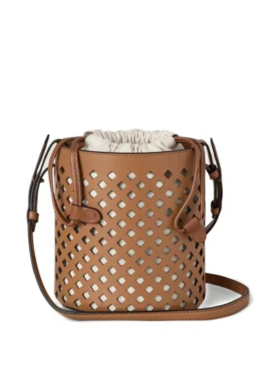 Mulberry Diamond Perforated Leather Bucket Bag In Brown