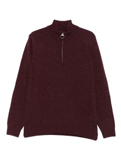 Barbour High-neck Half-zip Sweater In Red