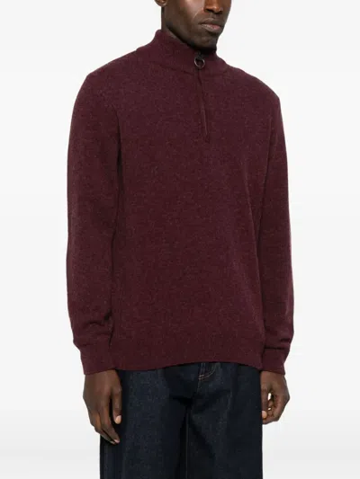 Barbour High-neck Half-zip Sweater In Red