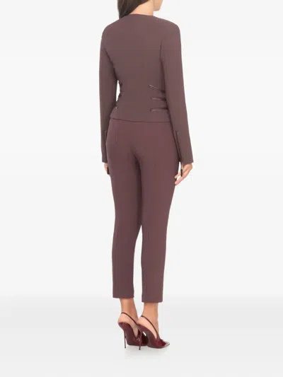 Elisabetta Franchi Structured Blazer With Front Zip And Long Sleeves In Brown