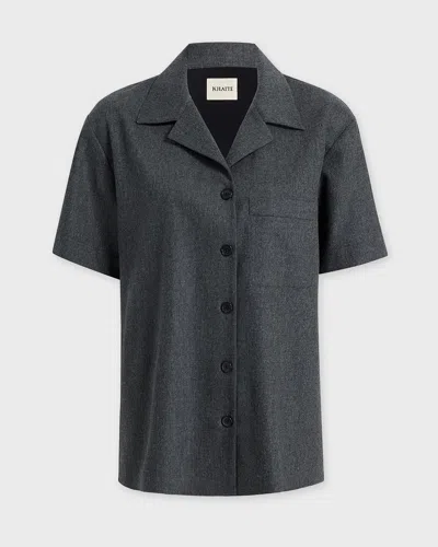 Khaite Womens Storm Riordan Camp-collar Stretch-wool And Cashmere Shirt In Gray