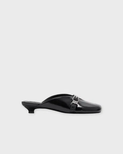 Ganni Klackskor Sue Kitten Heel Mule Box Oleatex Svart In Black