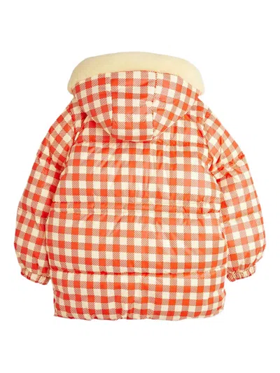 Mini Rodini Gingham Puffer Jacket In Red
