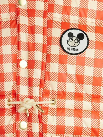 Mini Rodini Gingham Puffer Jacket In Red
