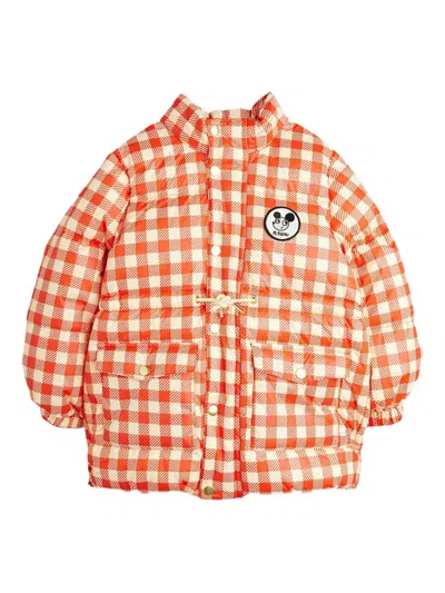 Mini Rodini Gingham Puffer Jacket In Red