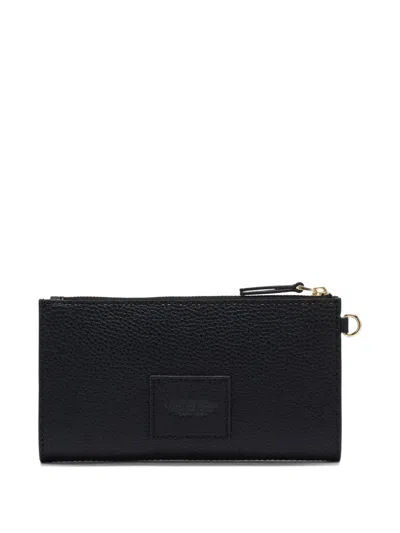 Marc Jacobs Rectangular Leather Clutch Wrist Strap In Black