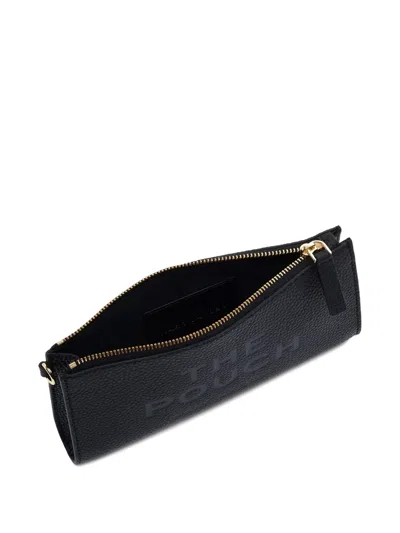 Marc Jacobs Rectangular Leather Clutch Wrist Strap In Black