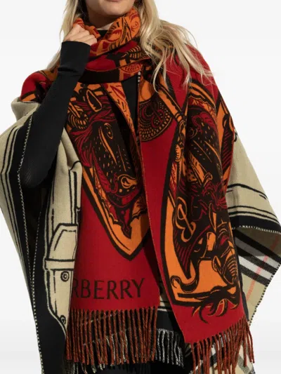 Burberry Charging Knight Scarf In Red